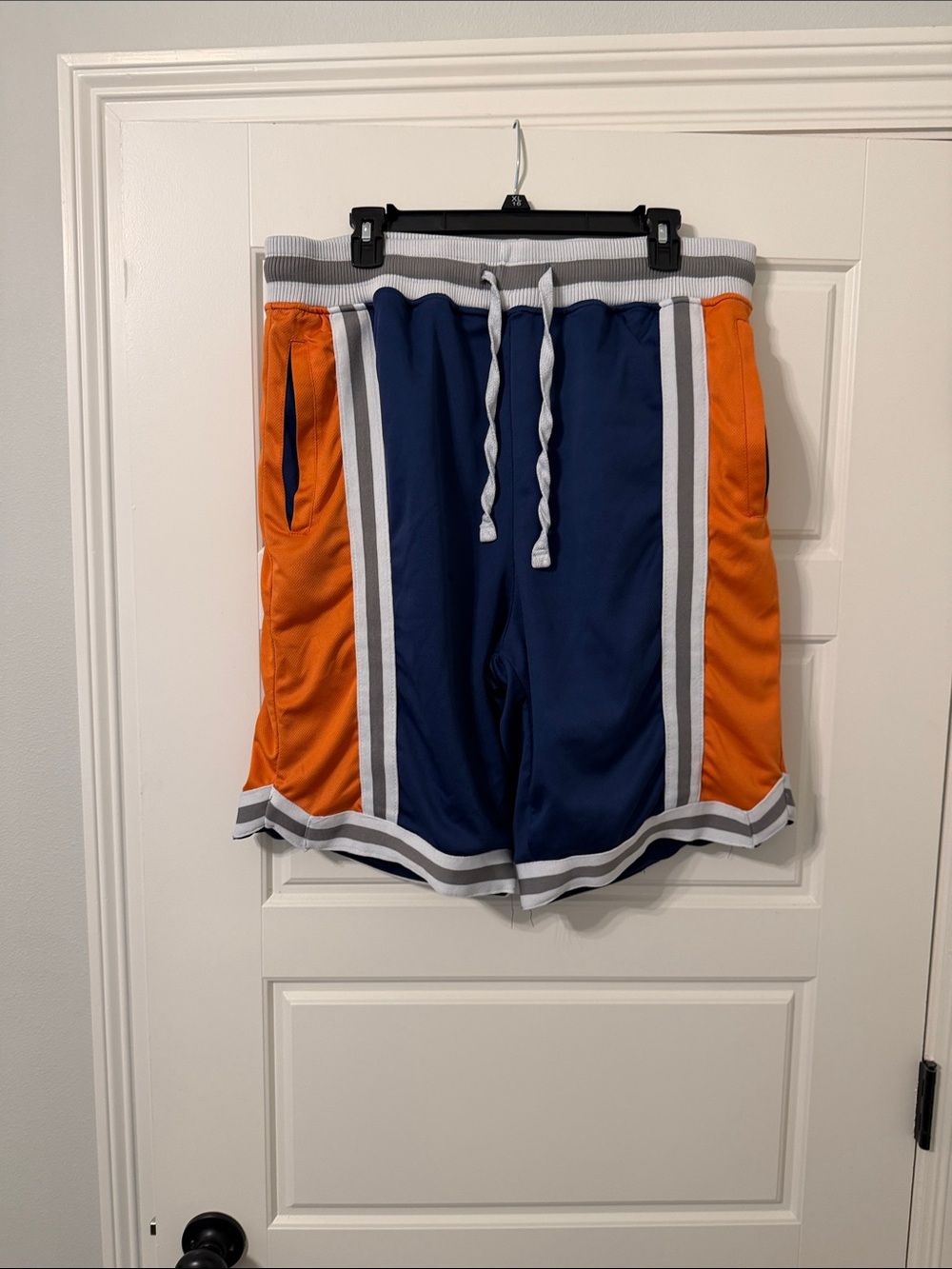 Men's Athletic Drawstring Shorts in Navy and Orange